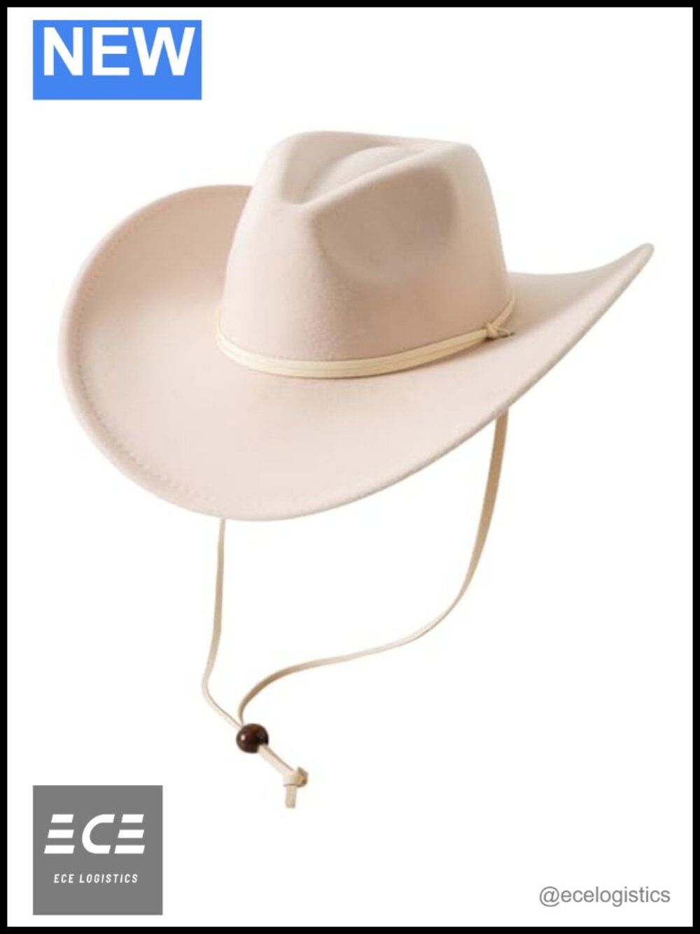 Felt Wide Brim Western Cowboy Hat with Wind Lanyard
